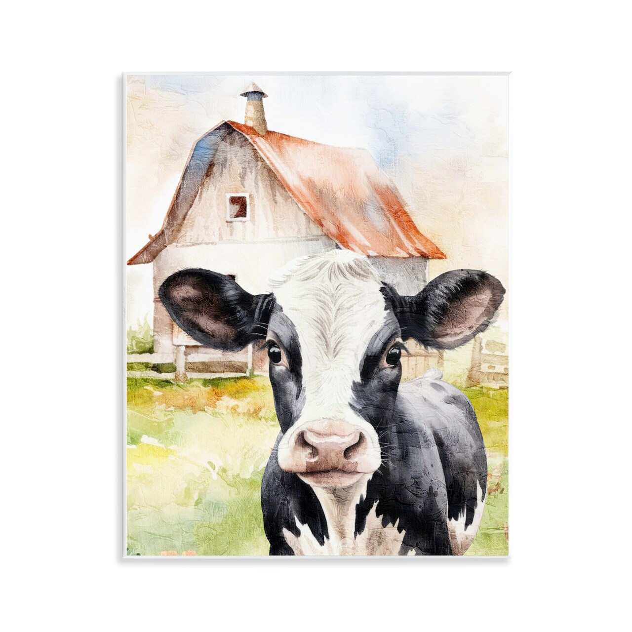 Stupell Industries Cow Little at Farm Wall Plaque Art Design by Kim Allen
